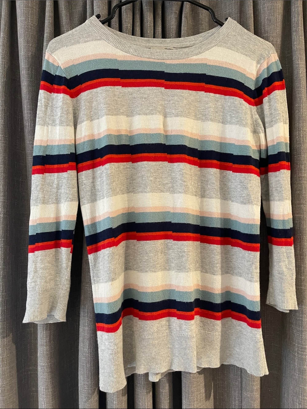 Halogen Multicolor Striped Knit Sweater - Gray, Navy, Red, Pink, Teal